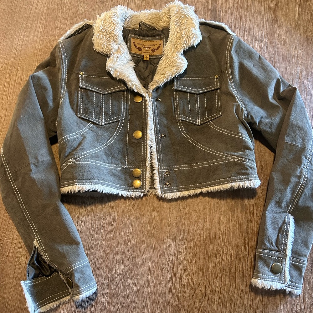 Marcelle Renee Suede Leather Cropped Jacket